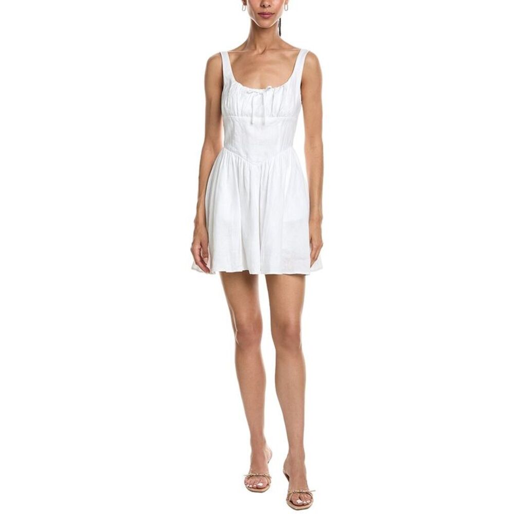 Reveriee Womens  Sleeveless Linen Mini Dress, White